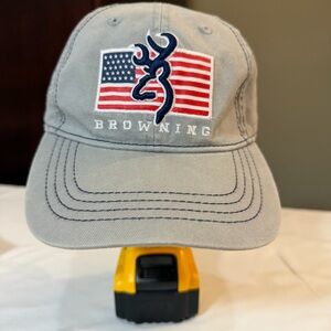 Browning Gray American Pride Cap with Navy Buckmark Logo